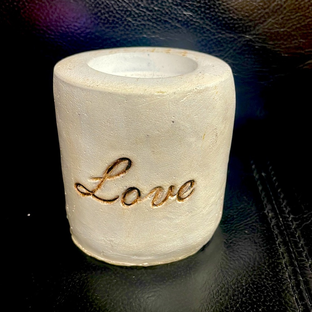 White Tea Light Candle Holder “LOVE”